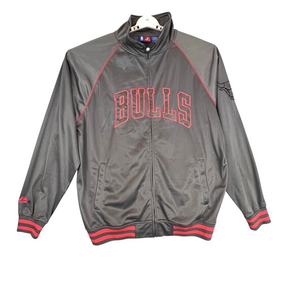 Chicago Bulls Mens XLT Jacket NBA Basketball Fleece Lined Full Zip Majestic - Picture 1 of 12